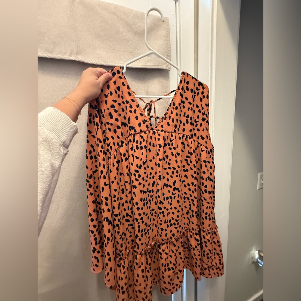 Peach Love Orange and Black Spotted Dress